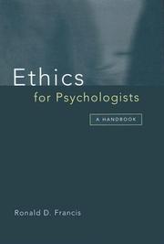 Cover of Ethics for Psychologists by Ronald D. Francis