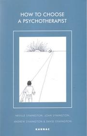 Cover of How to Choose a Psychotherapist by Neville Symington