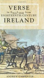Cover of Verse in English from eighteenth-century Ireland by Andrew Carpenter