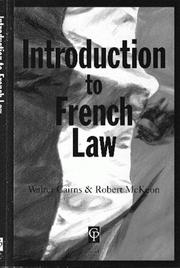Front cover of Introduction to French law by Walter Cairns