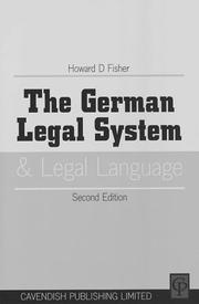Front cover of The German legal system and legal language by Howard D. Fisher