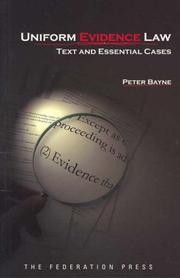 Cover of Uniform evidence law by Peter Bayne