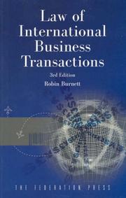 Front cover of Law of international business transactions by Robin Burnett