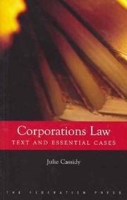 Front cover of Corporations law by J. A. Cassidy