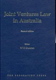 Cover of Joint ventures law in Australia by W. D. Duncan
