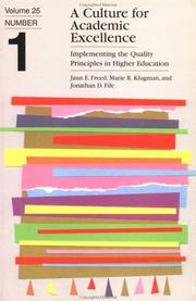 Front cover of A culture for academic excellence by Jann E. Freed