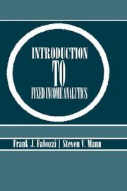 Front cover of Introduction to Fixed Income Analytics by Frank J. Fabozzi