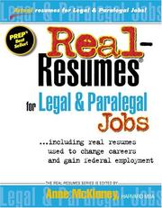 Front cover of Real Resumes for Legal and Paralegal Jobs (Real-Resumes Series) by Anne McKinney