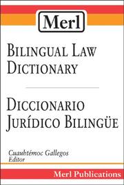 Front cover of Merl Bilingual Law Dictionary-Diccionario Juridico Bilingue by Cuauhtemoc Gallegos