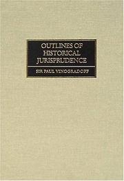 Cover of Outlines of Historical Jurisprudence by Paul Vinogradoff