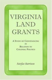 Front cover of Virginia land grants by Harrison, Fairfax