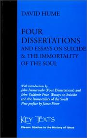 Cover of Four dissertations by David Hume