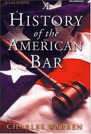 Front cover of A History of the American Bar by Charles Warren