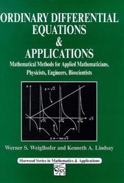 Cover of Ordinary differential equations and applications by Werner S. Weiglhofer