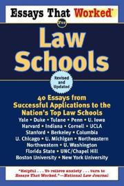 Front cover of Essays that worked for law schools by Boykin Curry