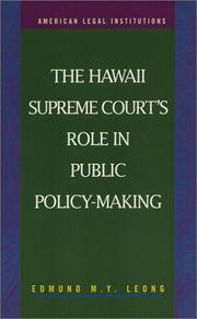 Front cover of The Hawaii Supreme Court's role in public policy-making by Edmund M. Y. Leong