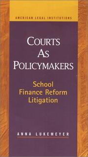 Front cover of Courts As Policymakers by Anna Lukemeyer