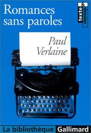 Front cover of Romances sans paroles by Paul Verlaine