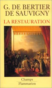 Cover of La Restauration by Guillaume de Bertier de Sauvigny