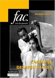 Cover of L' analyse des spectacles by Patrice Pavis