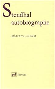 Cover of Stendhal autobiographe by Béatrice Didier