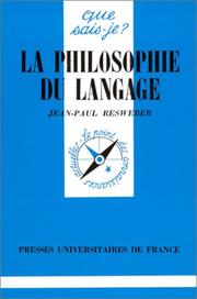 Cover of La philosophie du langage by Jean Paul Resweber