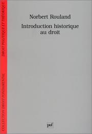 Front cover of Introduction historique au droit by Norbert Rouland