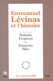 Front cover of Emmanuel Lévinas et l'histoire by Nathalie Frogneux