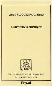 Front cover of Institutions chimiques by Jean-Jacques Rousseau