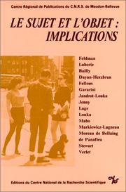 Front cover of Le sujet et l'objet by Séminaire d'interrogations sur les savoirs et les sciences (1982-1983)