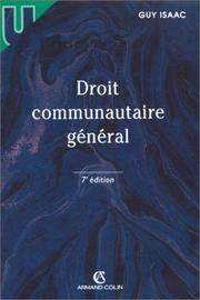 Front cover of Droit communautaire général by Guy Isaac