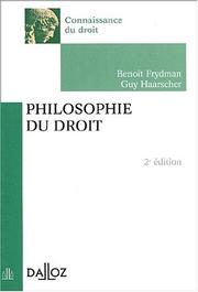 Front cover of Philosophie du droit by Benoît Frydman