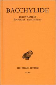 Front cover of Dithyrambes, épinicies, fragments by Bacchylides