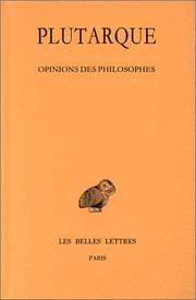 Cover of Opinions des philosophes by Plutarch