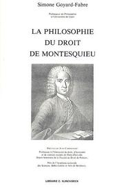 Front cover of La philosophie du droit de Montesquieu by Simone Goyard-Fabre