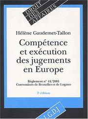 Front cover of Compétence et exécution des jugements en Europe by Hélène Gaudemet-Tallon