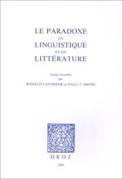 Front cover of Le paradoxe en linguistique et en littérature by Ronald Landheer