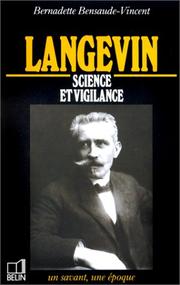 Front cover of Langevin, 1972-1946 by Bernadette Bensaude-Vincent