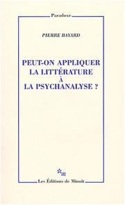 Front cover of Peut-on appliquer la littérature à la psychanalyse? by Pierre Bayard