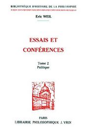 Cover of Essais et conférences by Eric Weil