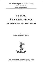Front cover of Se dire à la Renaissance by Nadine Kuperty-Tsur