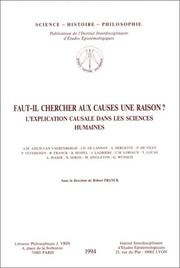 Front cover of Faut-il chercher aux causes une raison? by Robert Franck