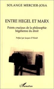Front cover of Entre Hegel et Marx by Solange Mercier-Josa