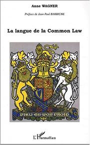 Cover of La langue de la common law by Anne Wagner