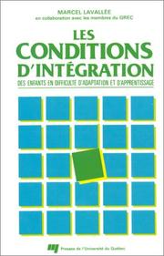 Cover of Les conditions d'intégration by Marcel Lavallée