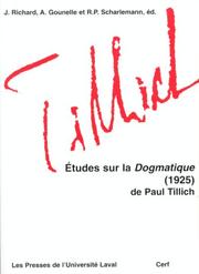 Front cover of Études sur la Dogmatique, 1925, de Paul Tillich by André Gounelle
