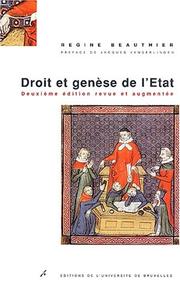 Front cover of Droit et genèse de l'Etat by Régine Beauthier