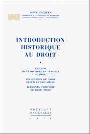 Front cover of Introduction historique au droit by John Gilissen