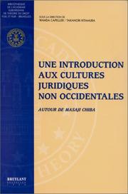 Front cover of Une intoduction aux cultures juridiques non occidnetales: Autour de Masaji Chiba by Wanda Capeller
