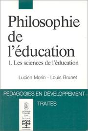 Front cover of Philosophie de l'éducation by Lucien Morin